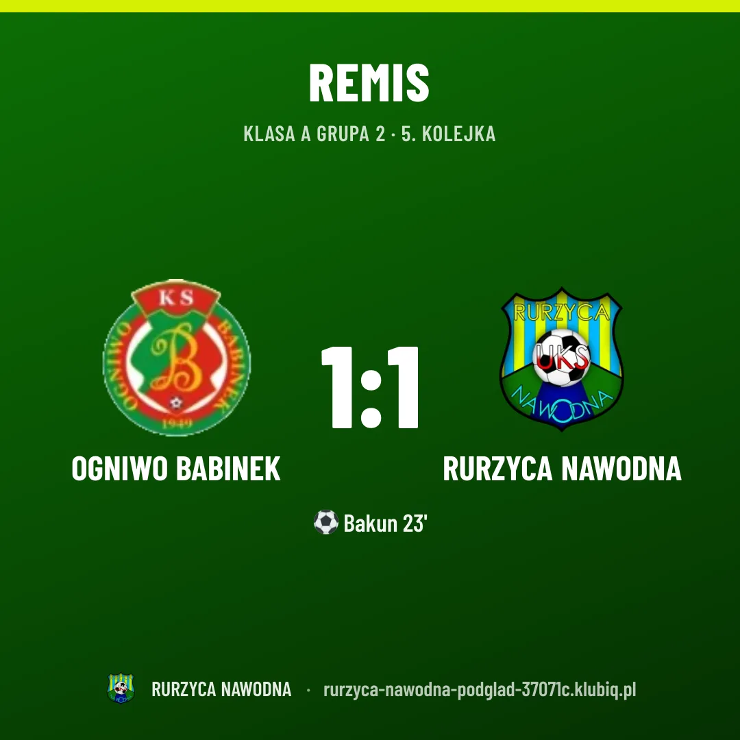 Ogniwo Babinek 1:1 RURZYCA NAWODNA